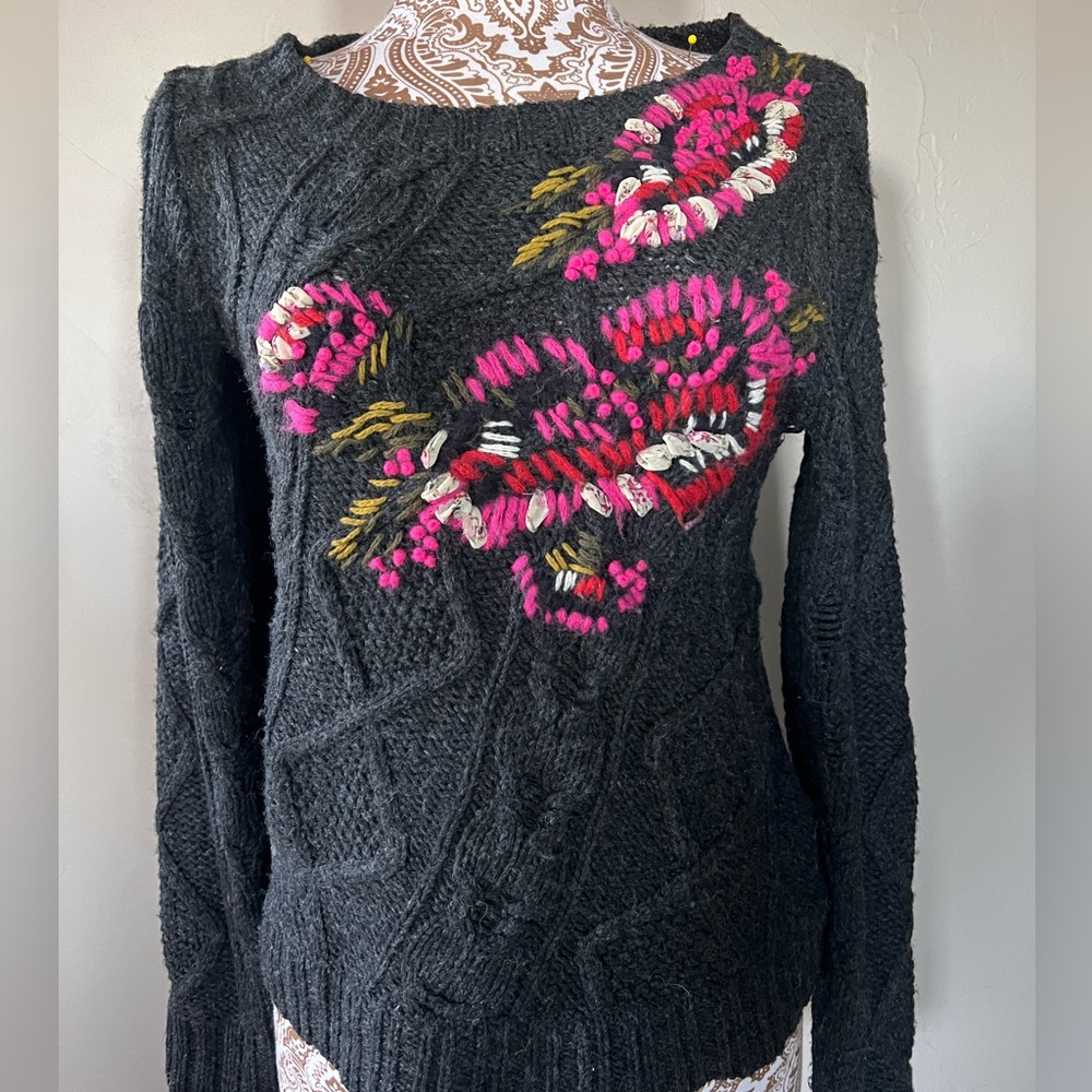 Statement, Anthropologie, charcoal gray sweater. Size small.